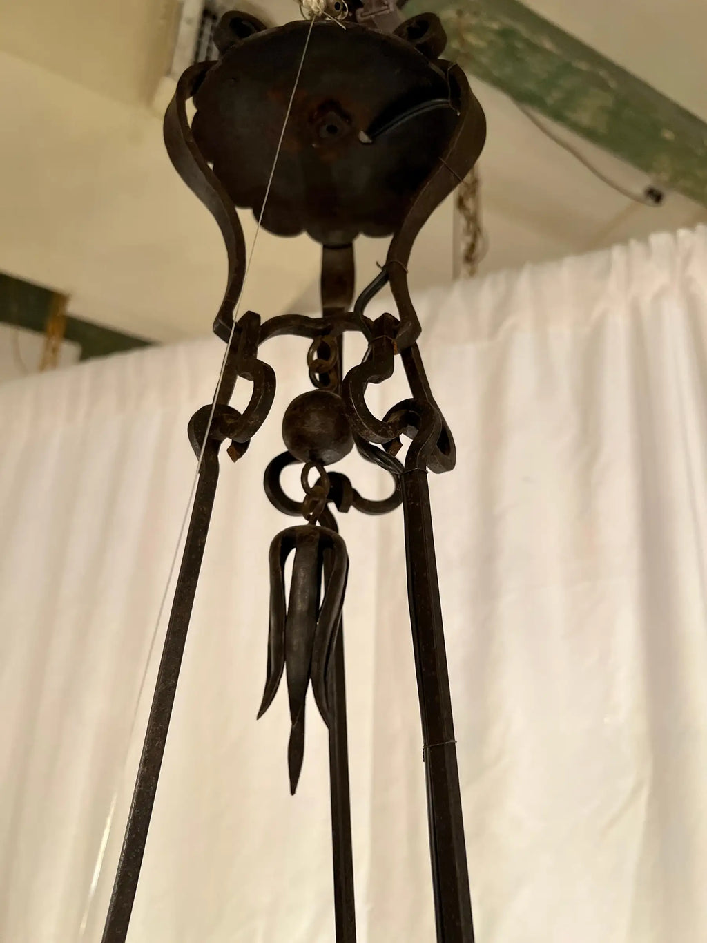 Antique French Wrought Iron Chandelier, Circa 1900-1910.