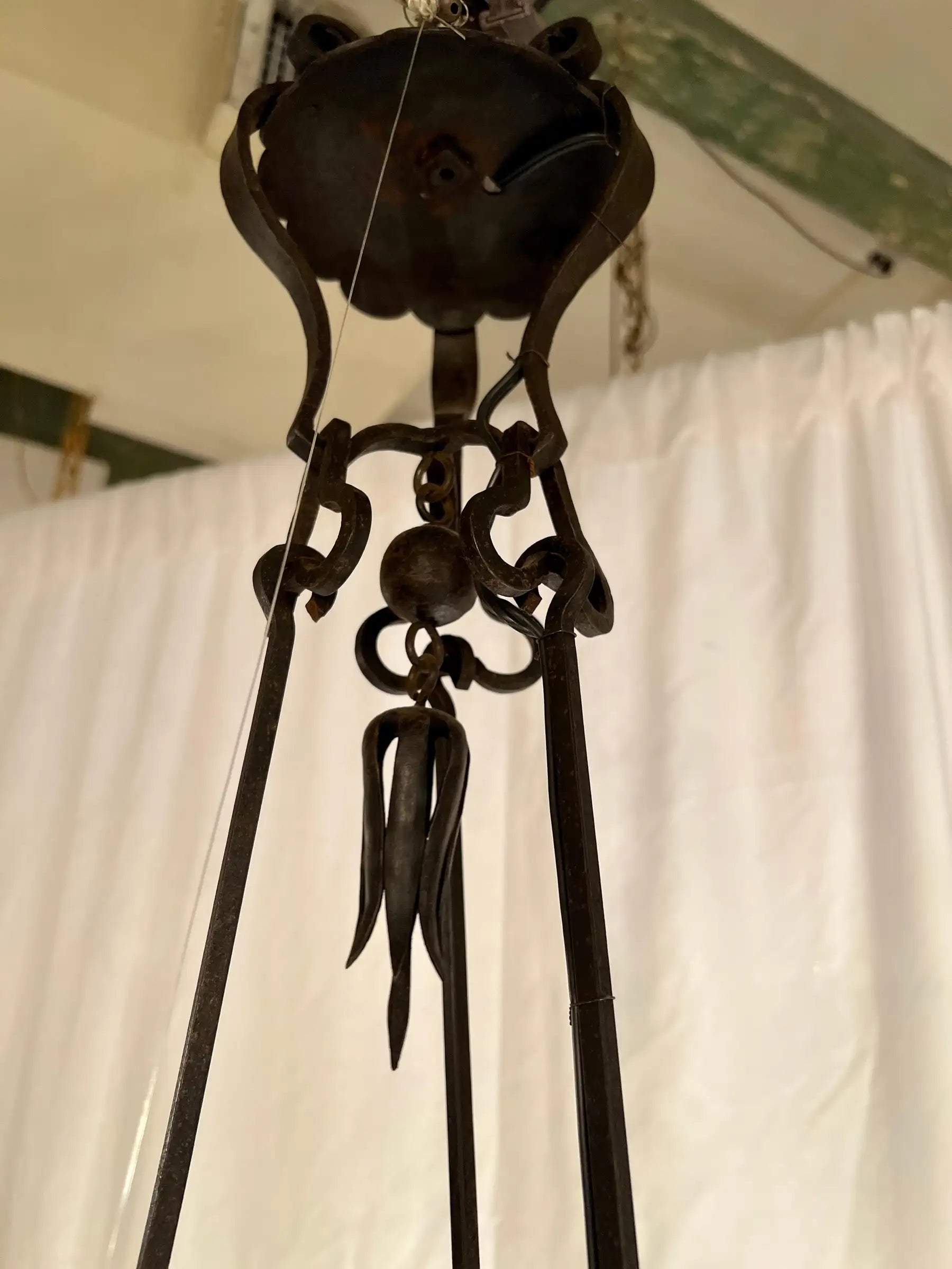 Antique French Wrought Iron Chandelier, Circa 1900-1910.