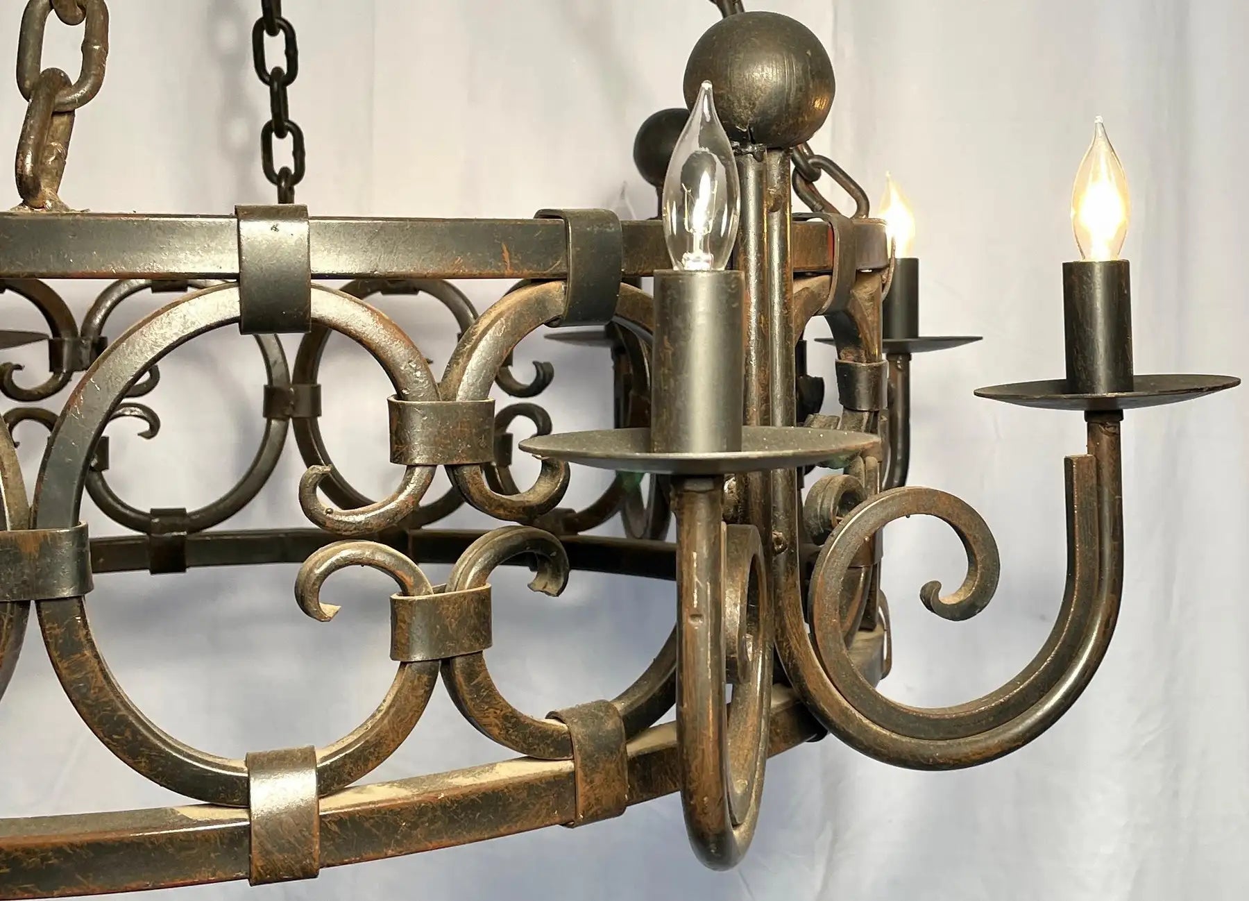 Hand-Made French Wrought Iron Chandelier