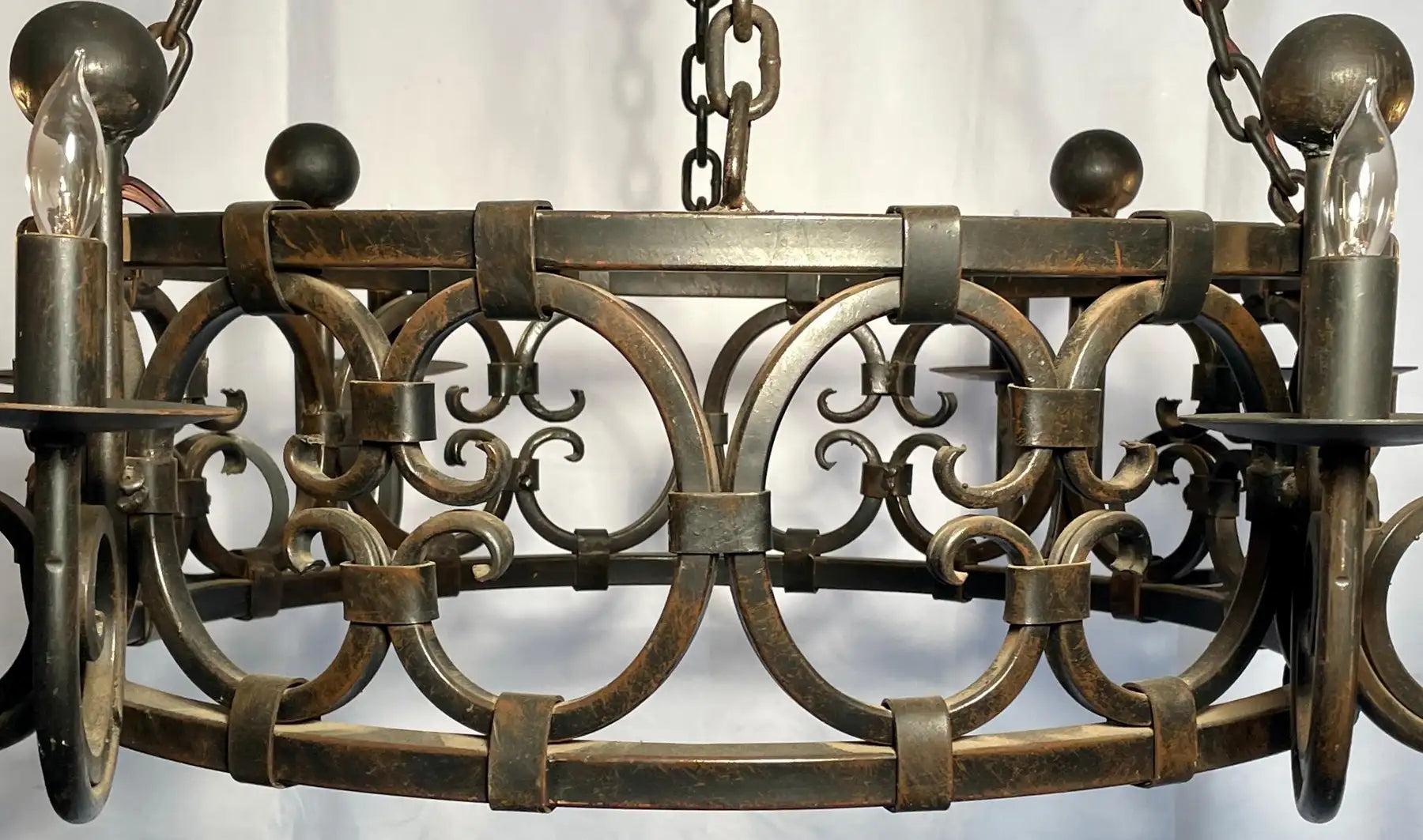 Hand-Made French Wrought Iron Chandelier