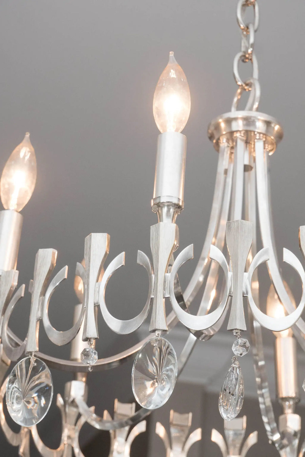 Silverplate Six-Light Chandelier Attributed to Sciolari