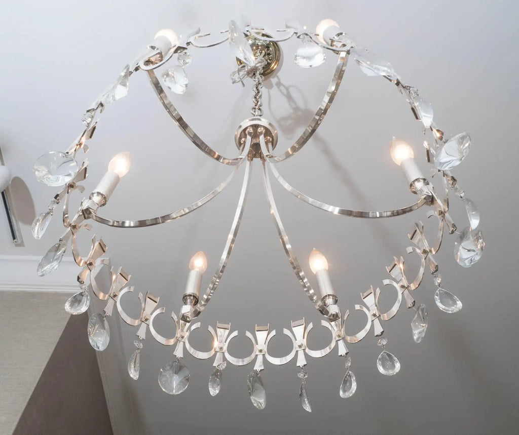 Silverplate Six-Light Chandelier Attributed to Sciolari