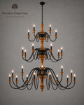 Luxury teak wood and mild steel chandelier