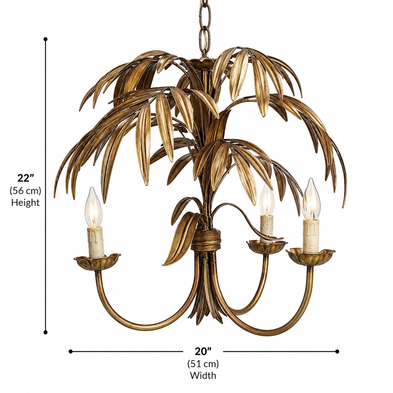 Golden Palm Leaf Chandelier
