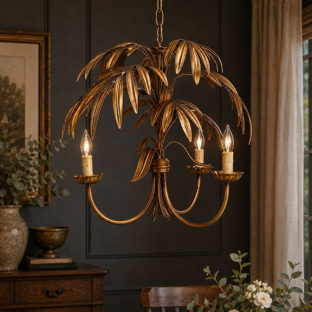 Golden Palm Leaf Chandelier