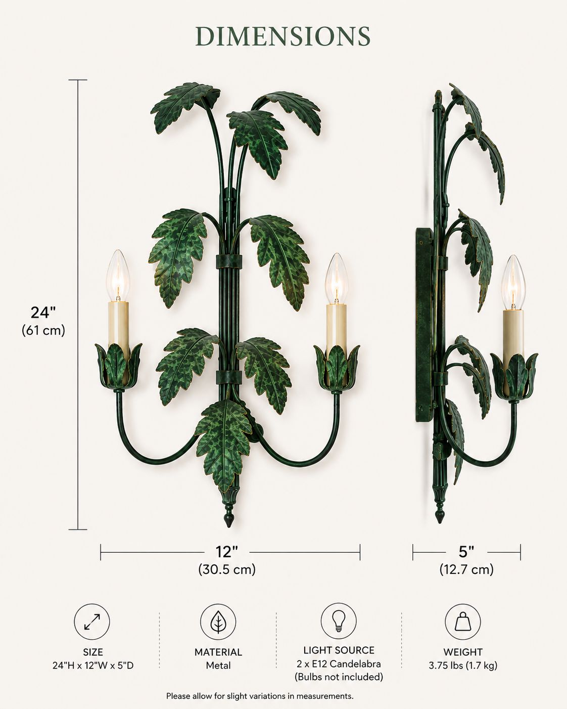 forest Tropical Palm Leaf Wall Sconce