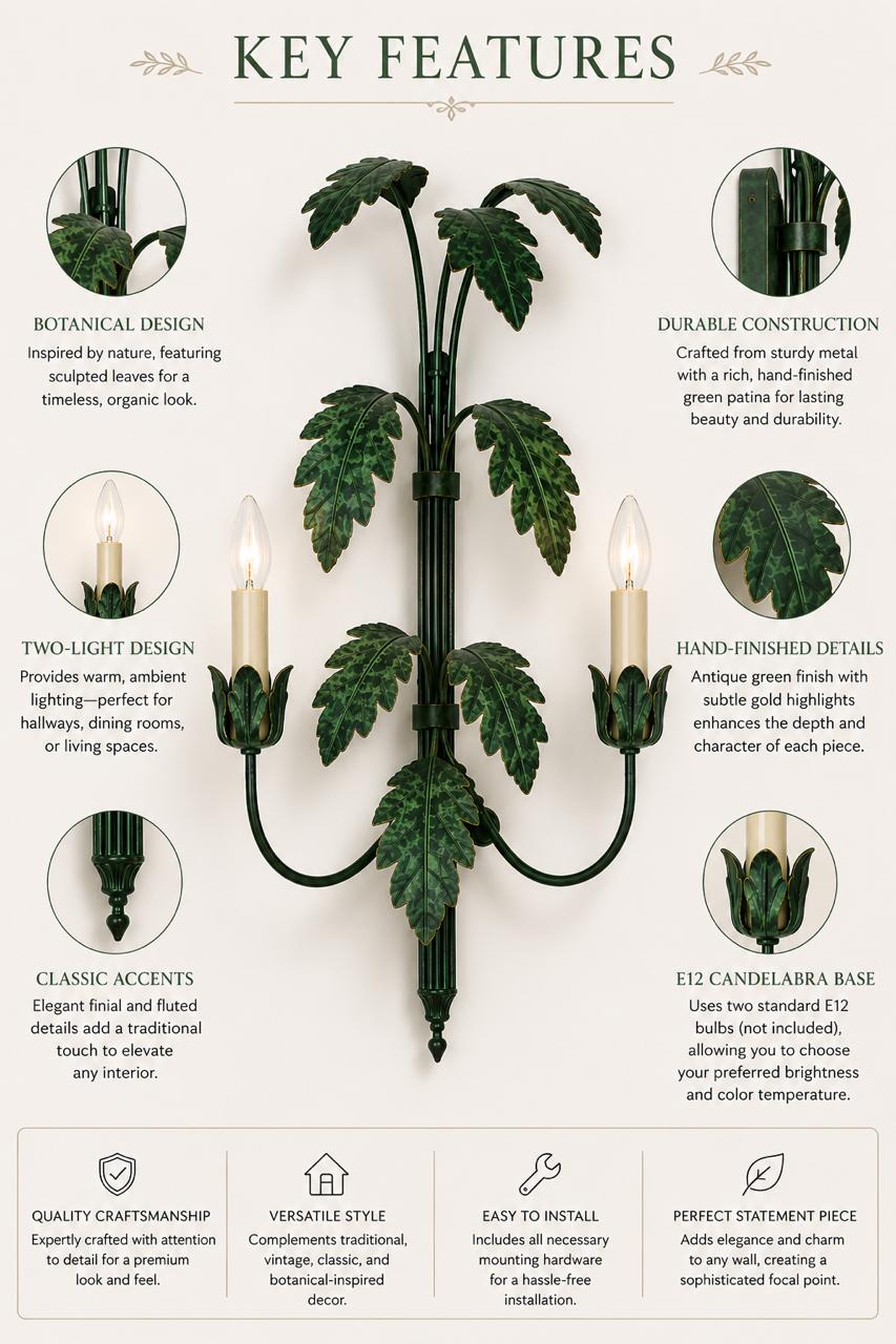 forest Tropical Palm Leaf Wall Sconce