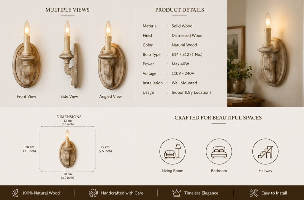 Nordic Wood Flame Light