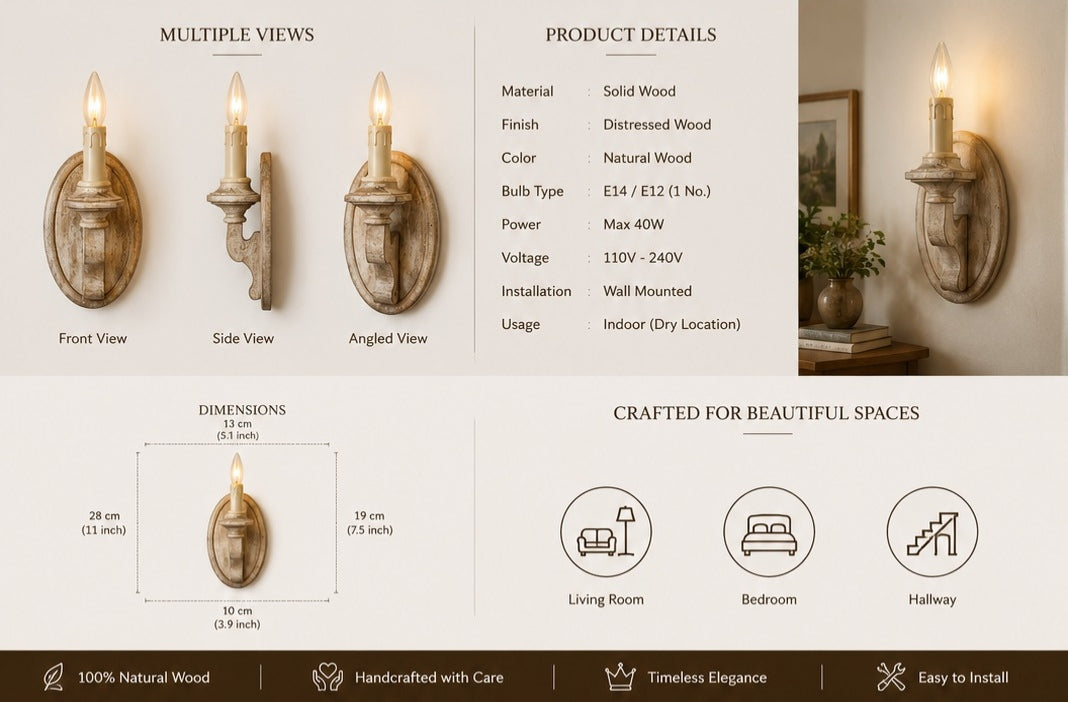 Nordic Wood Flame Light