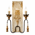 Vintage Ivory & Gold Iron double arm Wall Light by Wooden Emporium