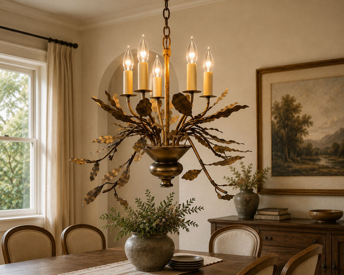 Vintage Botanical Iron Ceiling Light by Wooden Emporium
