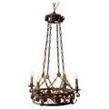 French 19th Century Four-Light Iron Ring Chandelier with Flowers and Vines