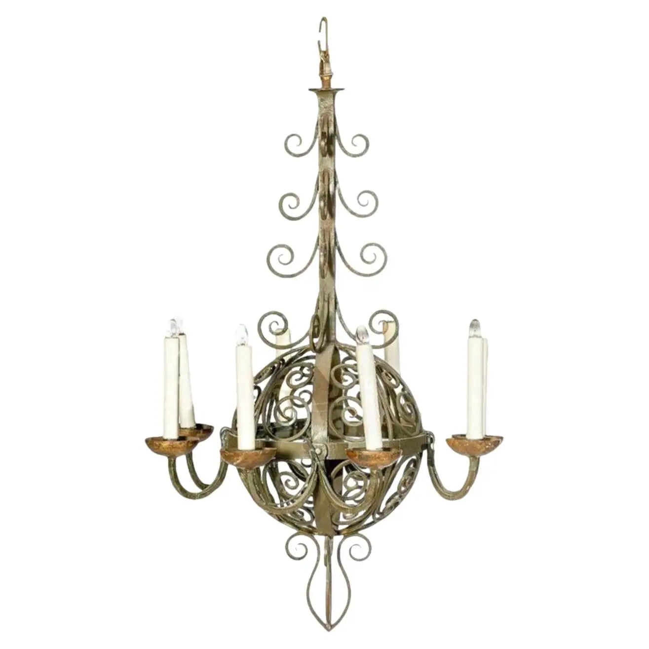 Antique Spanish Revival Wrought Iron Chandelier
