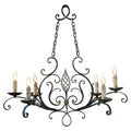 French 19th Century Six-Light Iron Chandelier with Spiral and Scrolling Arms