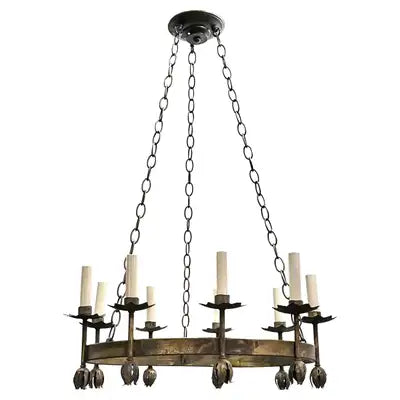 Vintage French Wrought Iron Chandelier