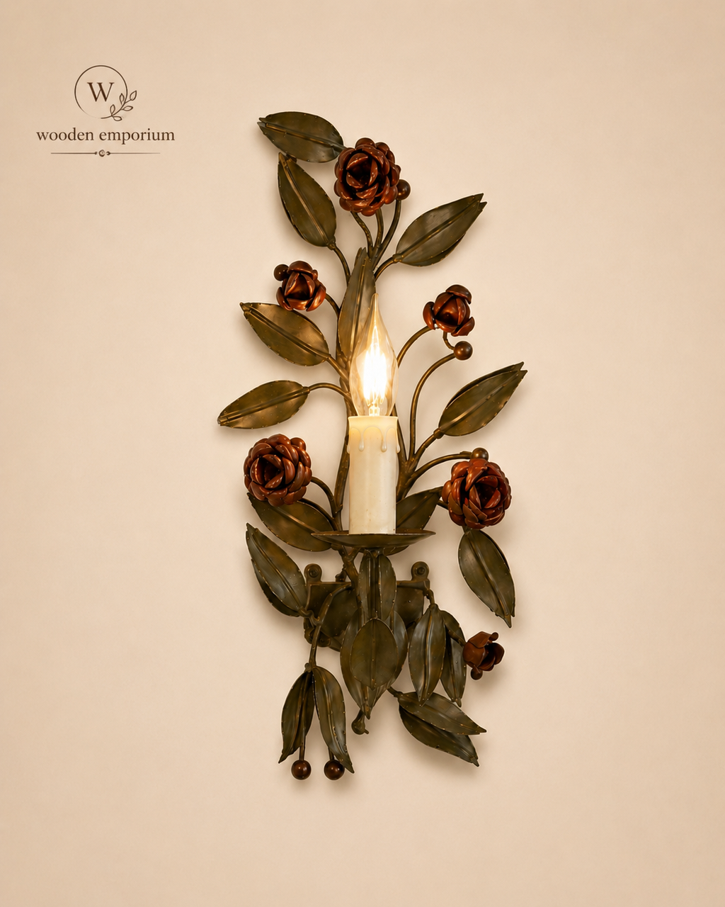 Handcrafted floral charm wall sconce