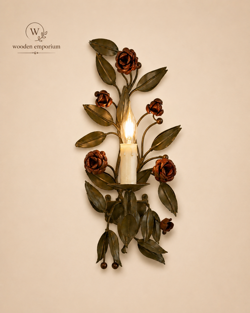 Handcrafted floral charm wall sconce