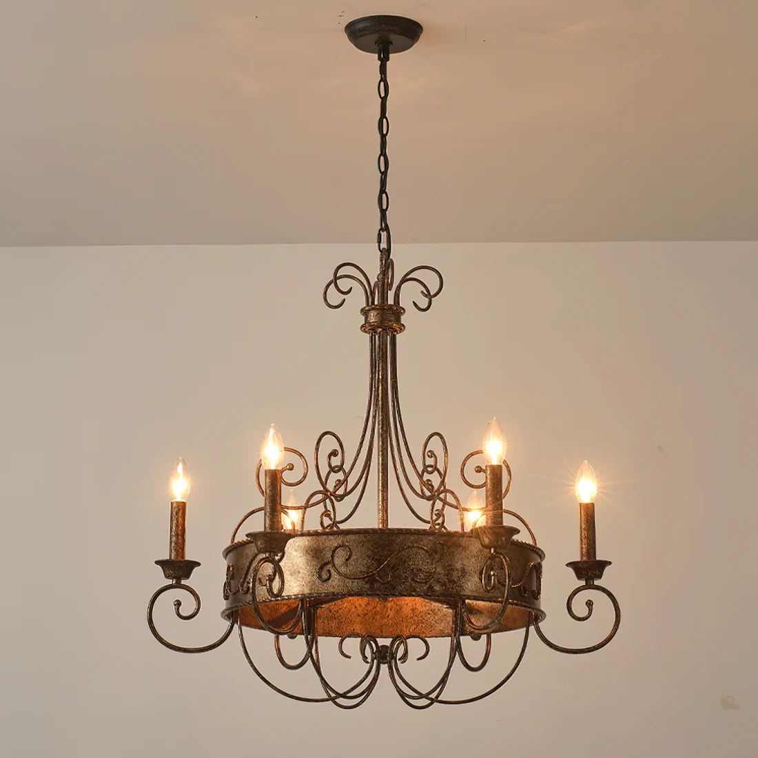 Franklin rust chandelier, additional view
