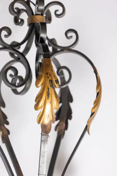 French gilt tole chandelier, additional view