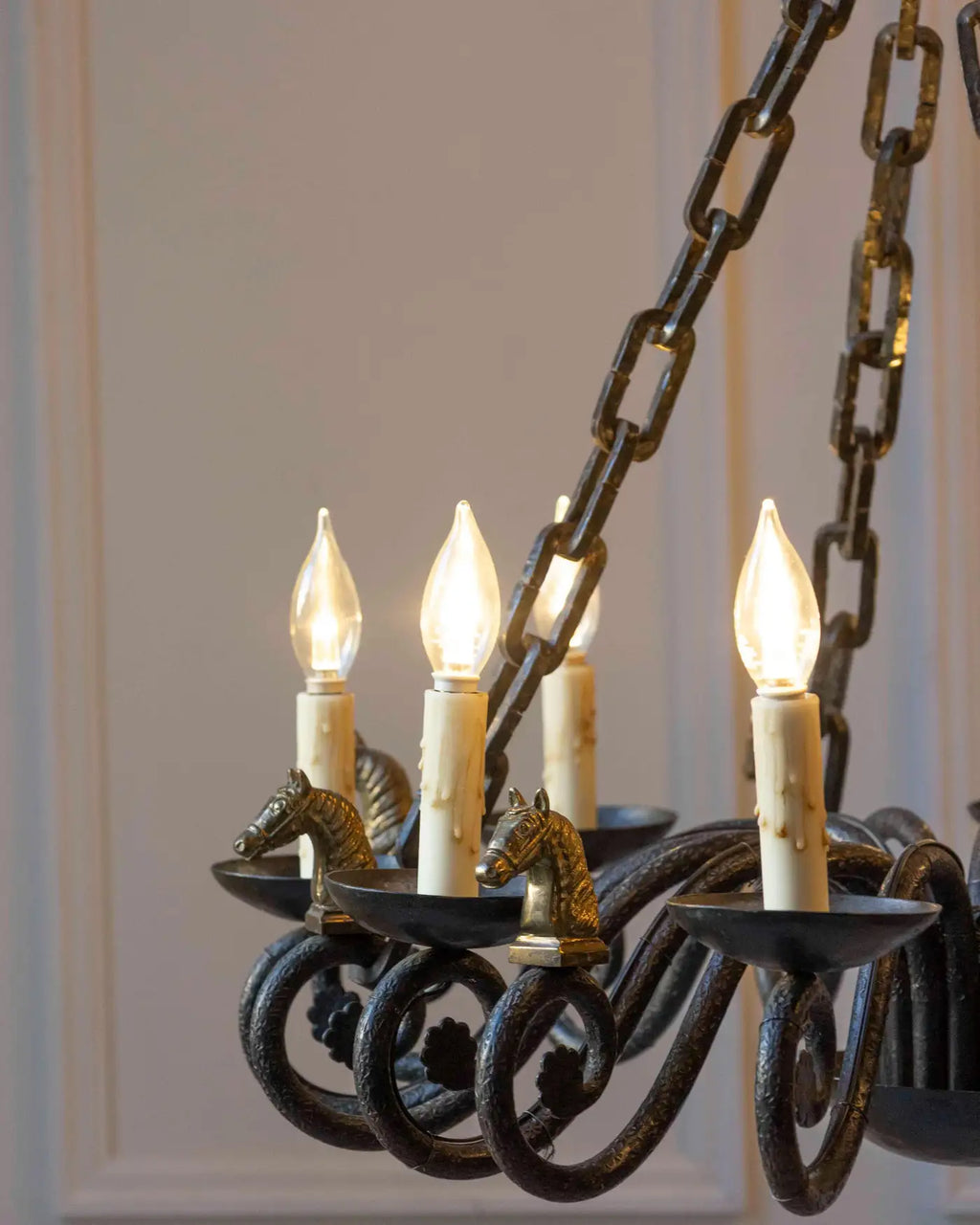 French horse-head chandelier, additional view