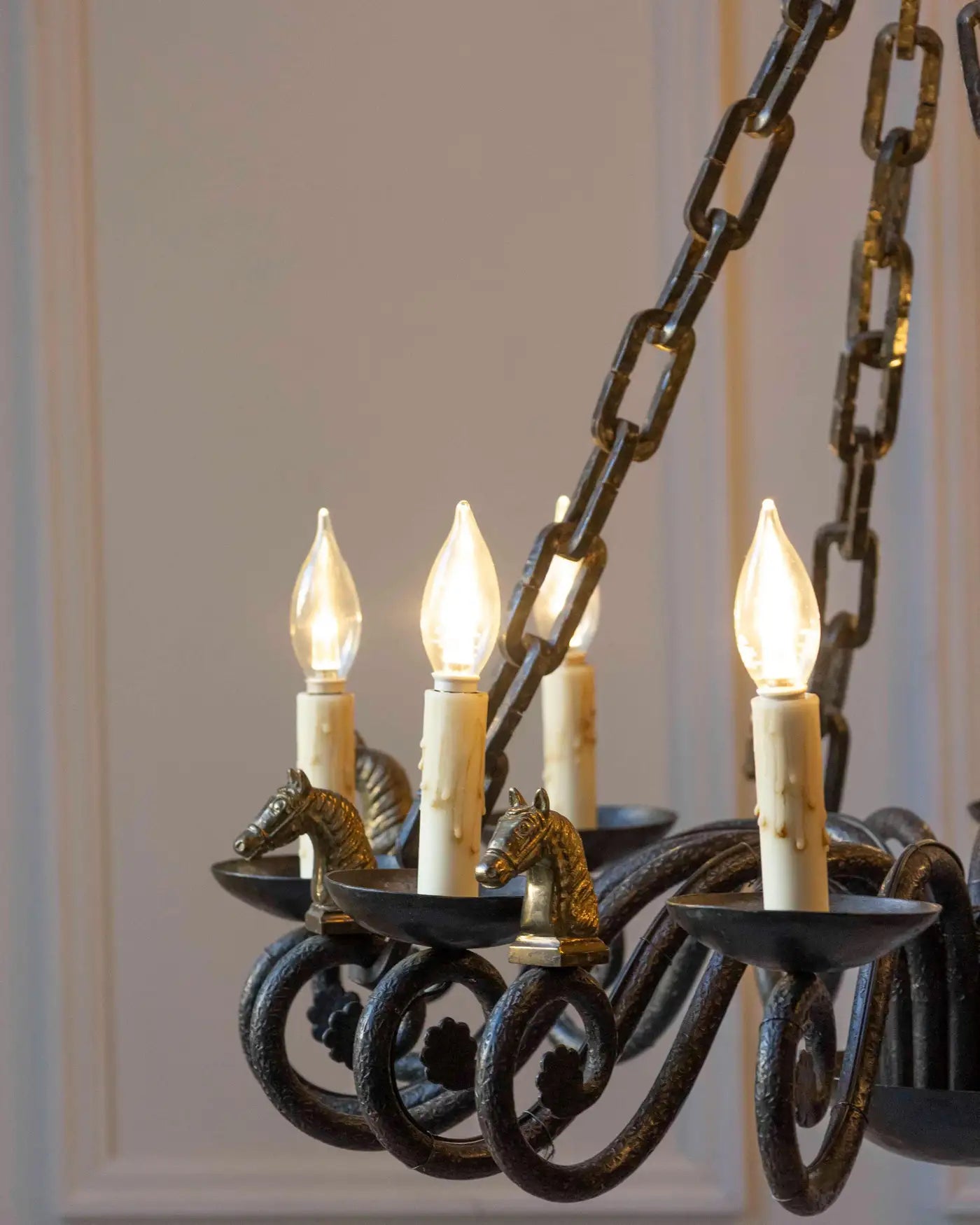 French horse-head chandelier, additional view