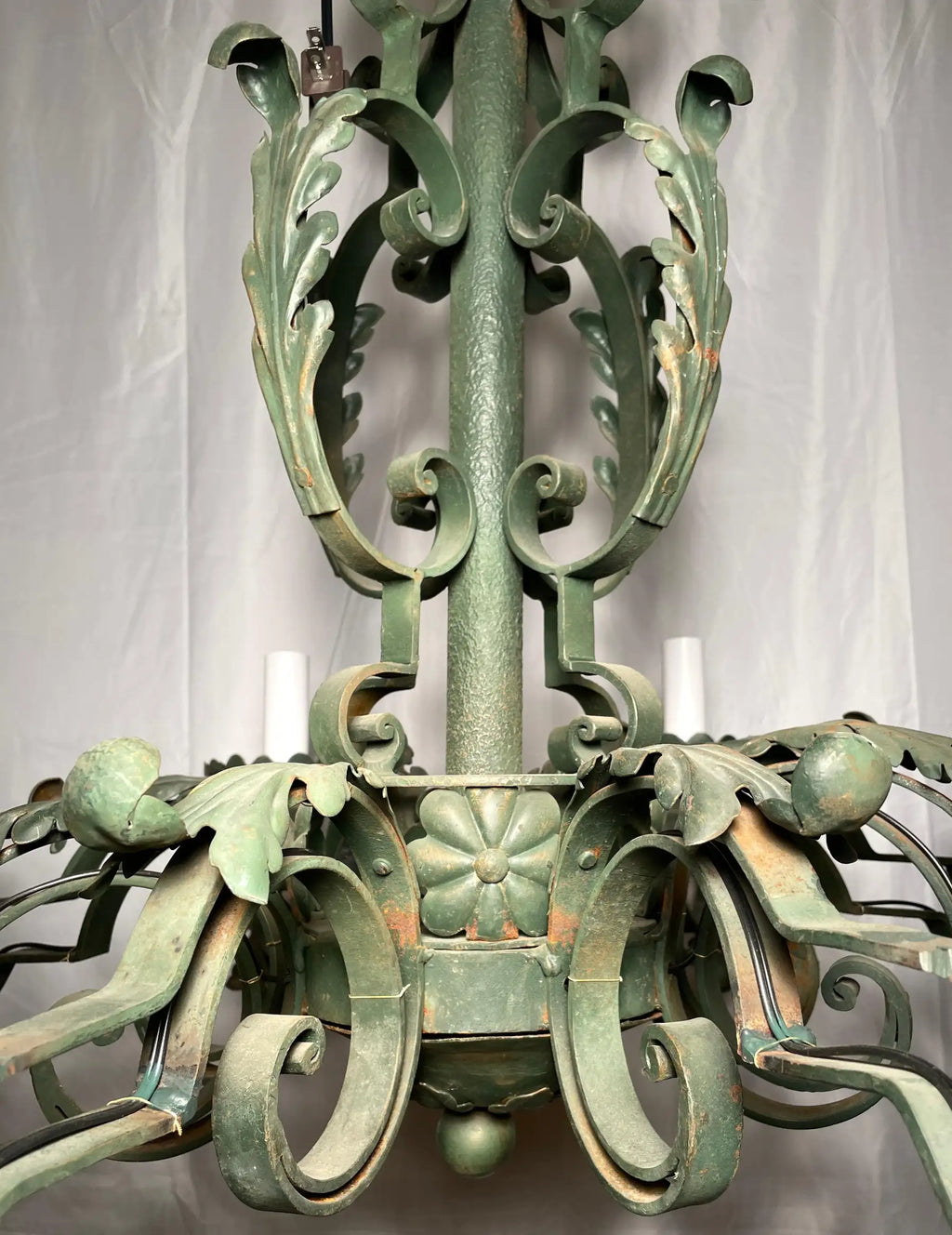 French Provincial chandelier, scrollwork detail