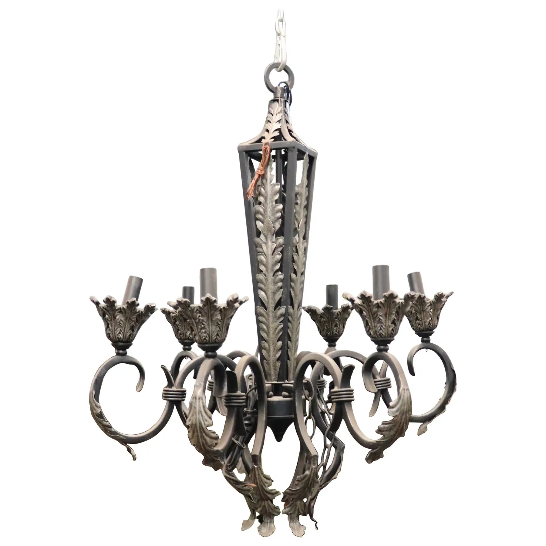 Handcrafted French Regency-style wrought iron chandelier, circa 1960s