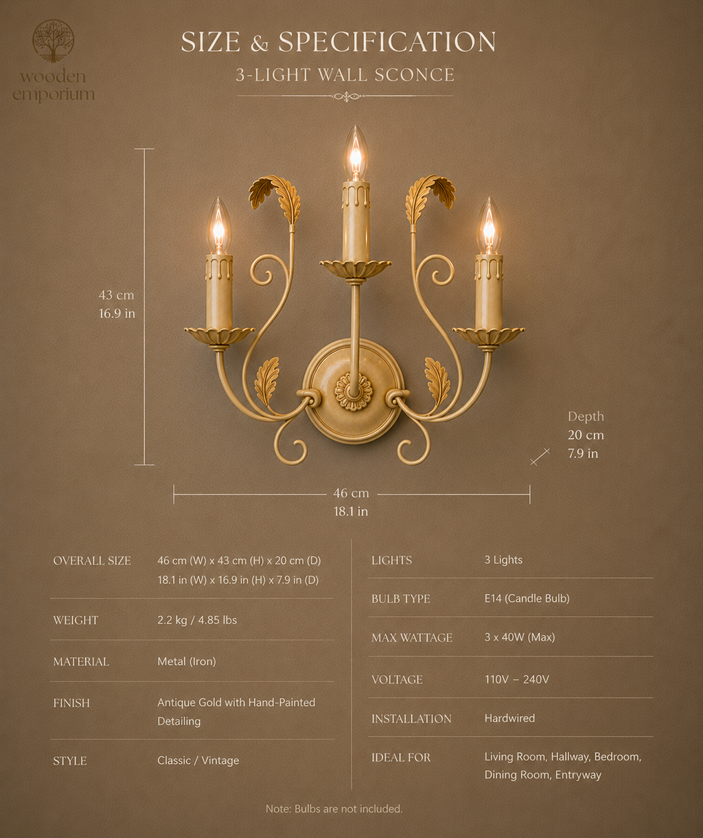 Golden Bloom Wall Sconce, close-up view
