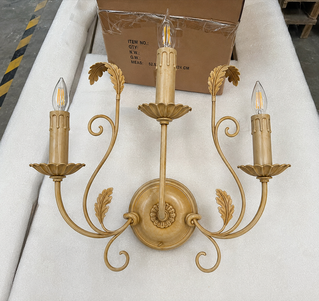 Golden Bloom Wall Sconce, detail view