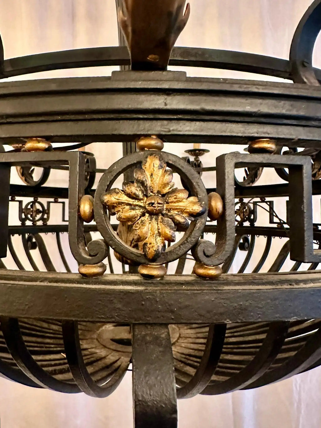 Grand scale French chandelier, close-up view
