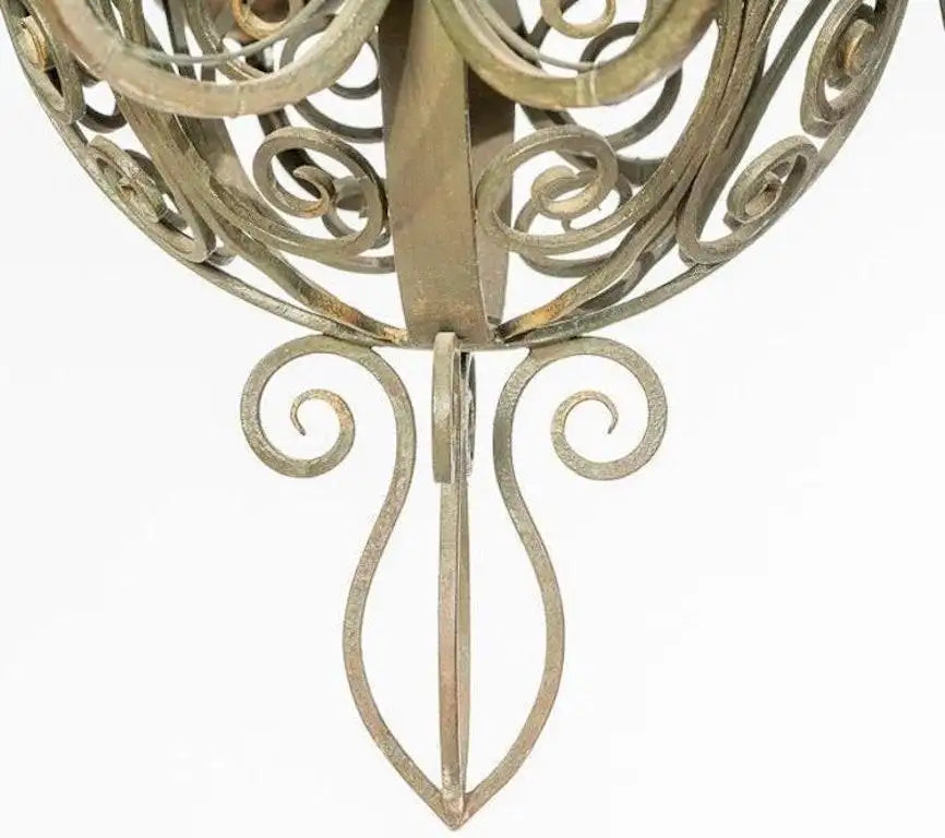 Antique Spanish Revival Wrought Iron Chandelier