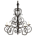 Large 1950s French-style wrought iron chandelier, handcrafted