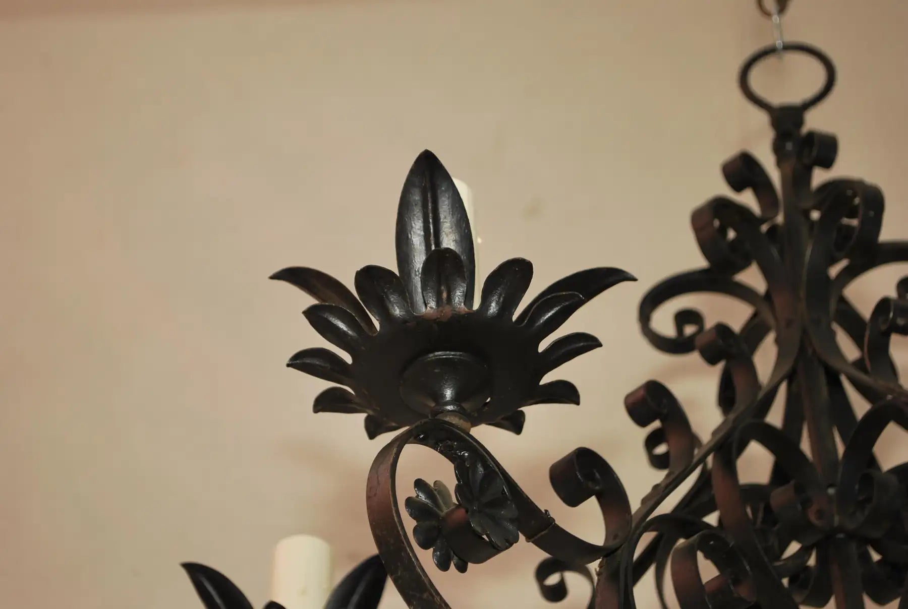 Elegant French 1940's wrought iron chandelier