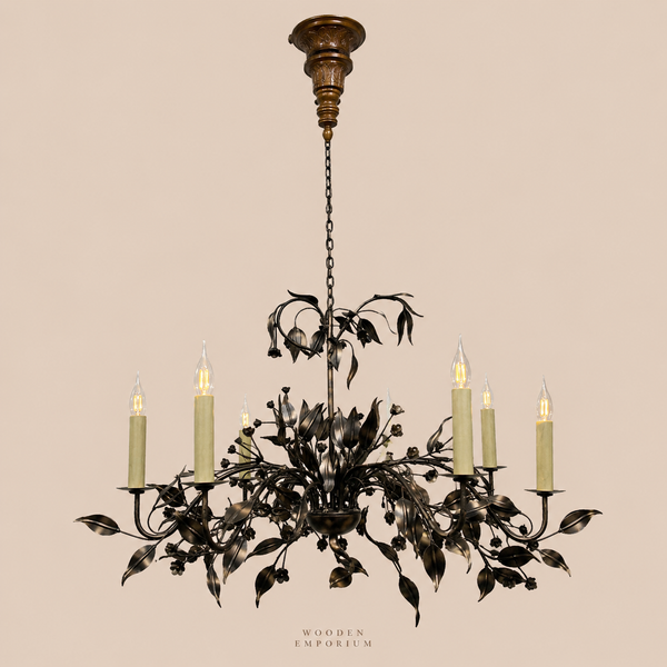 Handcrafted midnight blossom chandelier