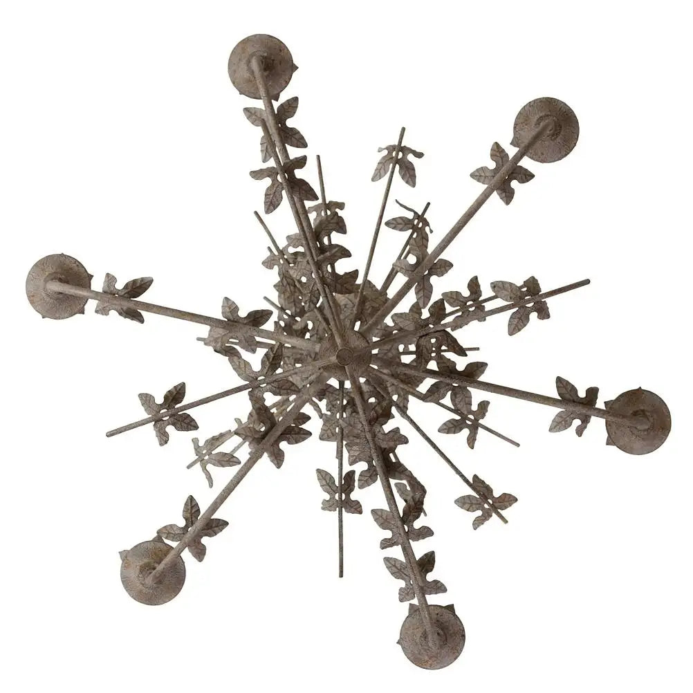 Six-arm leaf chandelier, close-up view