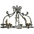 Handcrafted wrought iron chandelier with crystal accents