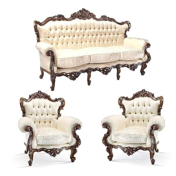 Luxury Classic Light Baroque Style Wooden Sofa Set for Home Furniture - Image 2