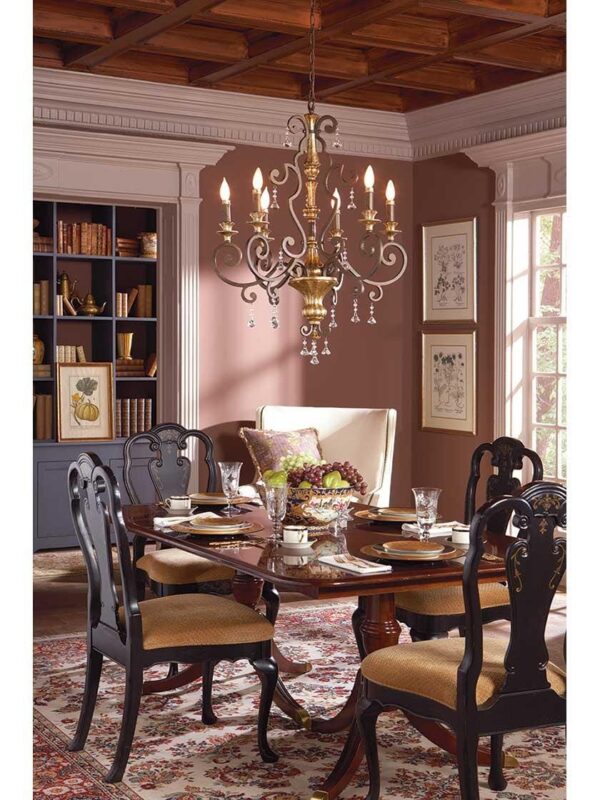 Wide Six Light Bronze Traditional Chandelier - Image 2
