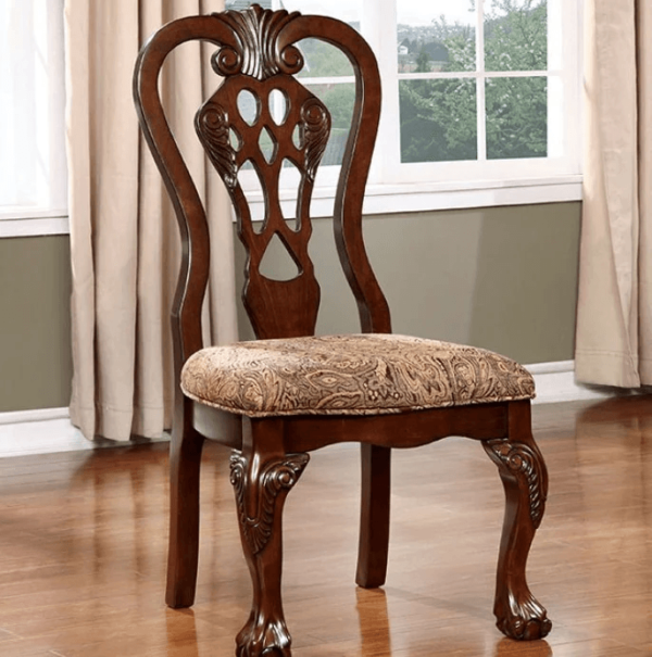 Elana 5-Piece Traditional Pedestal Dining Set - Brown Cherry 5 Seater - Image 2