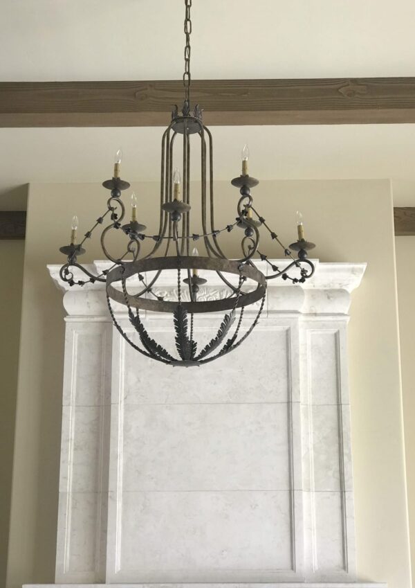 Hand Forged Iron Eight Light Chandelier