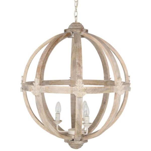 Chandelier | GLOBE RETRO WIDE WOODEN 6 LIGHT CHANDELIER - Image 2