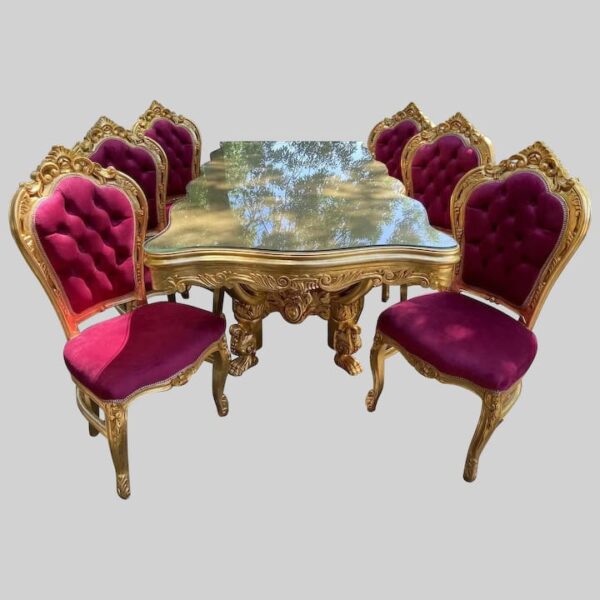 Italian Baroque Style Dining Table with 6 Dining chairs - Image 4
