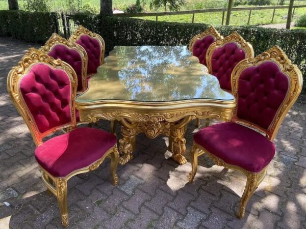 Italian Baroque Style Dining Table with 6 Dining chairs - Image 2