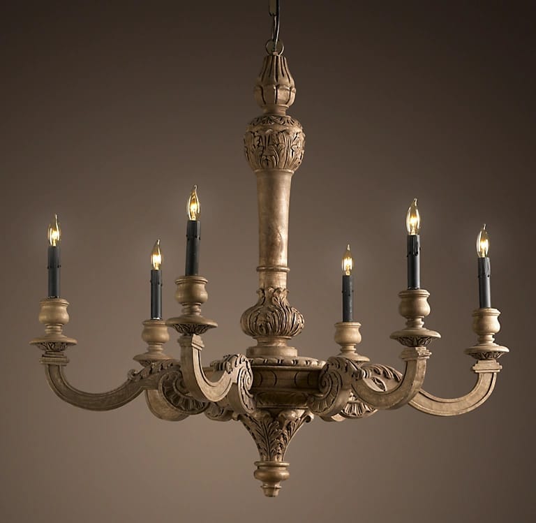 19TH Chandelier FRENCH Chandelier BAROQUE WOOD 6-ARM CHANDELIER LARGE Chandelier 