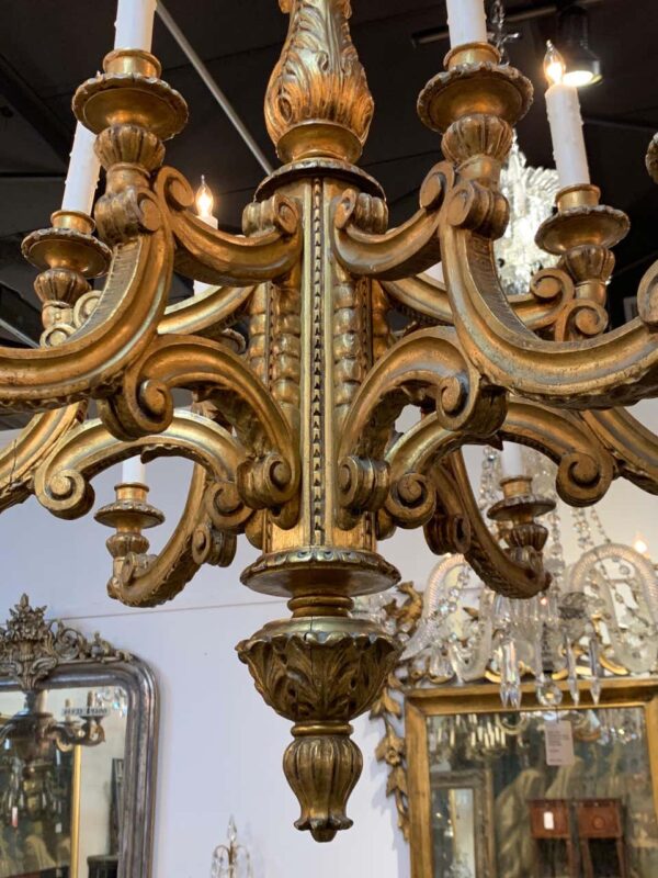 Chandelier | GOLD ELEGANT CHARM 8 LIGHT HAND CARVED WOODEN CHANDELIER - Image 3