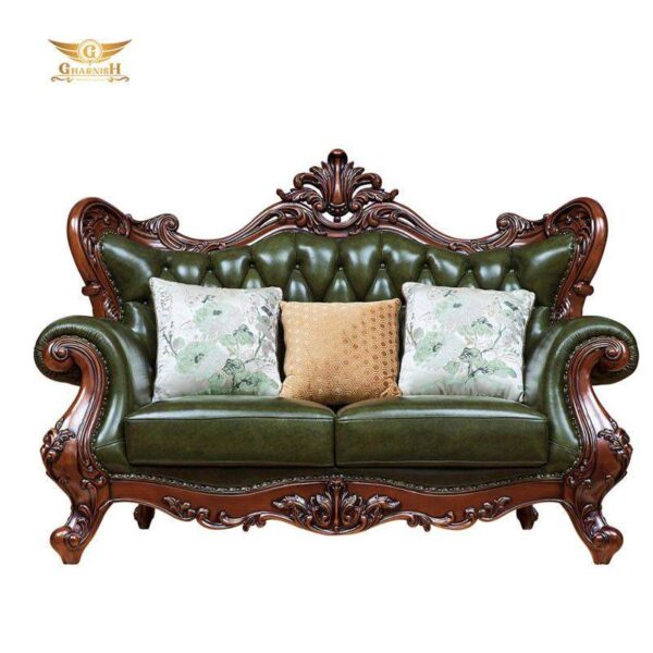 Gharnish Turkish Model Antique And Carving Sofa Set With Pure Italian Leather