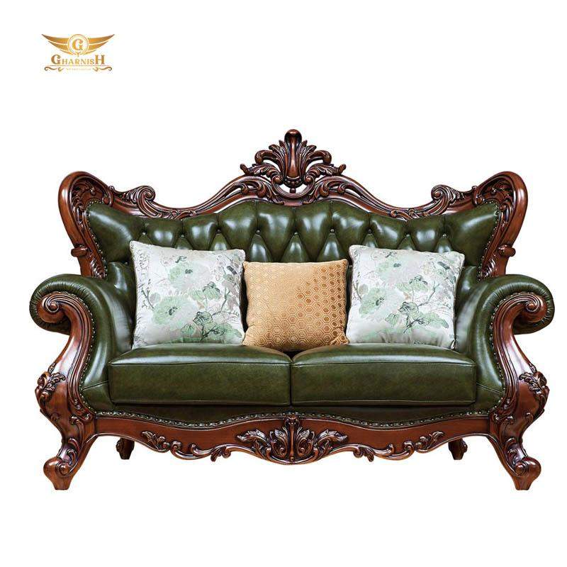 Gharnish Turkish Model Antique And Carving Sofa Set With Pure Italian Leather
