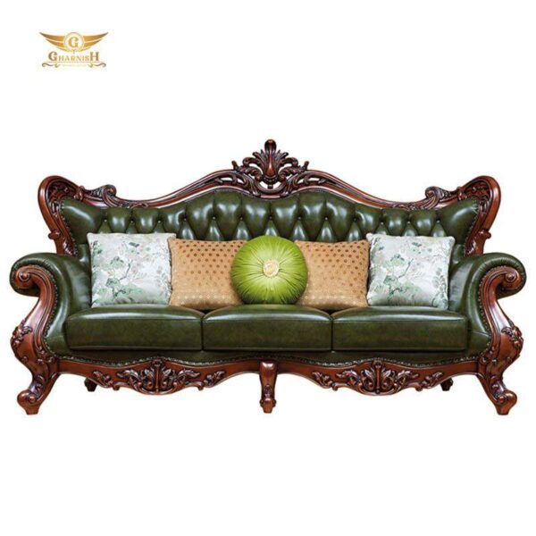 Gharnish Turkish Model Antique And Carving Sofa Set With Pure Italian Leather - Image 3