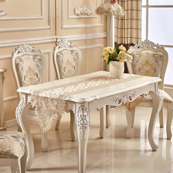 Adasmile Handmade Hemstitched Embroidered Floral Lace Dresser Scarves Table Runner 6 Seater