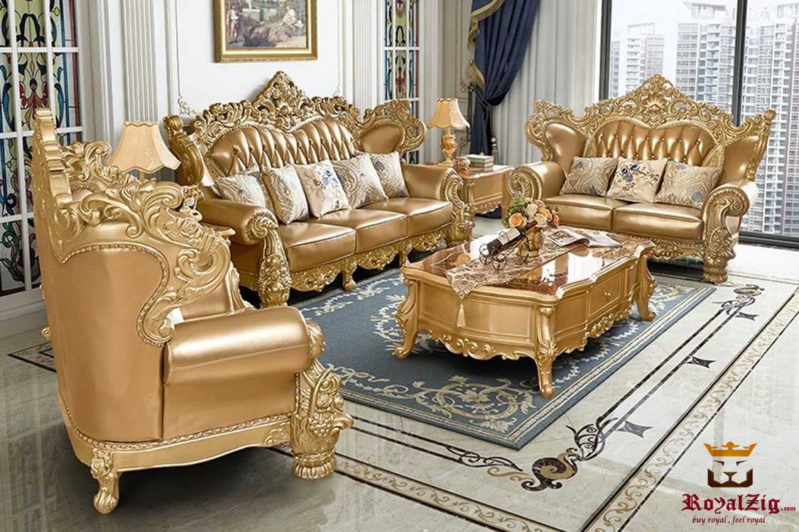 Royal Rose Carving Maharaja Sofa set 3 + 2 + 1 with center table